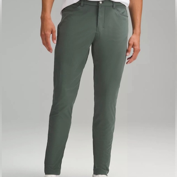 Lululemon ABC Pant Jeans Slim Skinny Forest Dark Green Size 34 x 26 Cropped - Picture 1 of 4